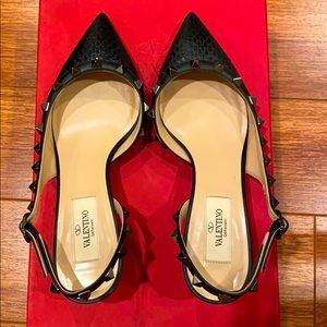 Valentino Rockstud Grainy Slingback Pump 50 mm